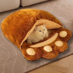 Winter Warm Cute Bear Paw Cat Bed Thickened House Semi-closed Cat Nest Large Space Washed Sleeping Bag Dog Pet Bed Pets Products Winter Warm Cute Bear Paw Cat Bed Thickened House Semi-closed Cat Nest Large Space Washed Sleeping Bag Dog Pet Bed Pets Products