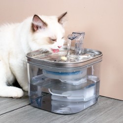 Pet Cat Dog Stainless Steel Automatic Circulation Water Dispenser Intelligent Fountain Pets Accessories Pet Cat Dog Stainless Steel Automatic Circulation Water Dispenser Intelligent Fountain Pets Accessories