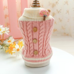 Warm Wooden Buckle Bowknot Dog Clothes Cat Clothes Warm Wooden Buckle Bowknot Dog Clothes Cat Clothes
