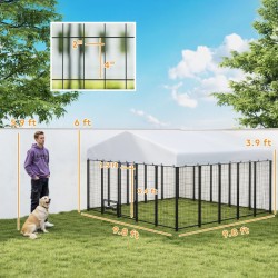9.8' X 9.8' X 6'Outdoor Dog Kennel, Dog Kennel Outside Run With 360 Rotating Bowls, Waterproof & UV Resistant Cover 9.8' X 9.8' X 6'Outdoor Dog Kennel, Dog Kennel Outside Run With 360 Rotating Bowls, Waterproof & UV Resistant Cover